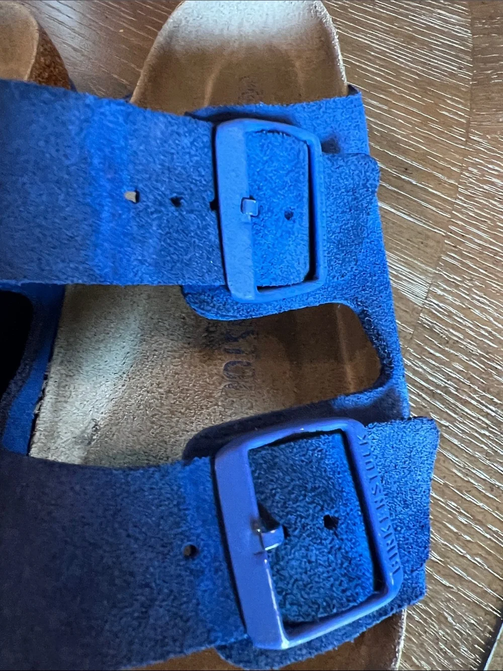 Birkenstock Blue Suede Two-Strap Sandals